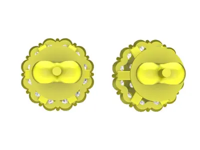 Luxury Halo Diamond Stud Earrings A7610 3D print model