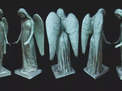 Woman Angel Statue - Low Poly - Photogrammetry Low-poly 3D model