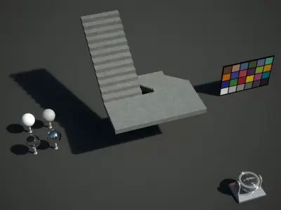 Stairs staircase Low-poly 3D model