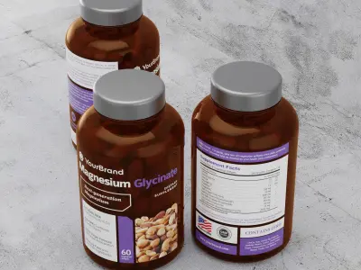 Supplement Bottle Packaging with Tablet Inside 3D model