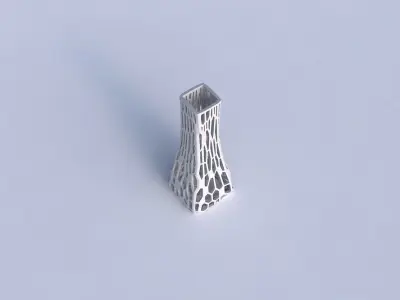 Vase squeezed rectangle with faceted organic lattice 3D print model