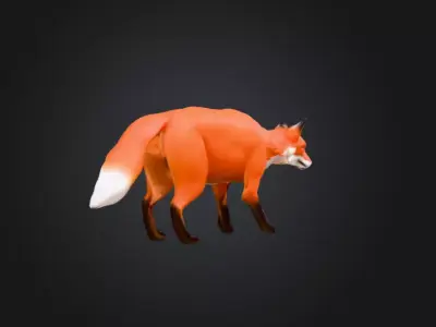 Scarlet Forest Fox Low-poly 3D model
