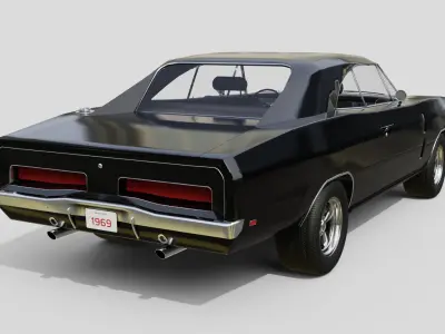 American Muscle Car - Animation and Game-Ready Low-poly 3D model