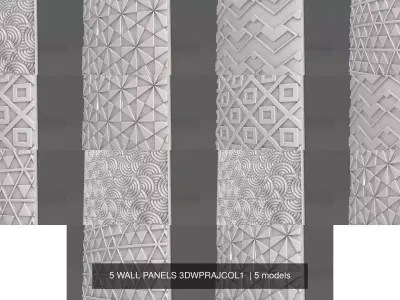 5 WALL PANELS 3DWPRAJCOL1  3D Model Collection