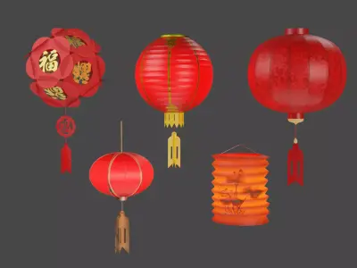 Chinese Lantern  Low-poly 3D model