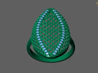 Women Ring With Stone Diamond Ready STL 3DM Models Womens Rings 3D print model get