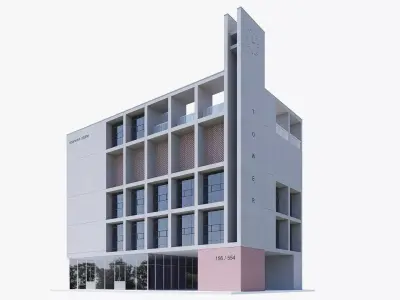 Modern apartment building Low-poly 3D model