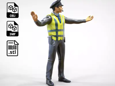 N1 Traffic Police with whistle 3D print model