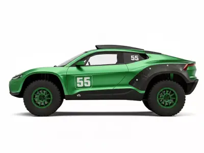 Futuristic Electric Off Road Rally Low-poly 3D model