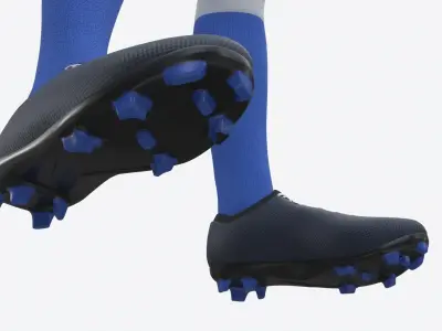 Soccer Uniform with Boots Blue Stripes 3D model