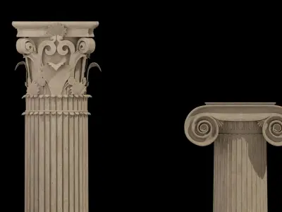 Classical column collection - Doric ionic corinthian Low-poly 3D model