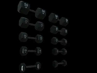 high-quality set of 5 dumbbells in a realistic 3D model Free low-poly 3D model