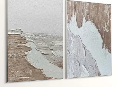 Plaster Two Photo Frame 341 Low-poly 3D model