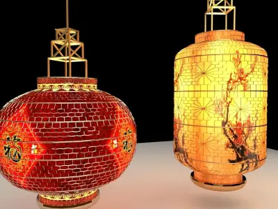 Chinese Red Lantern 3D model 28