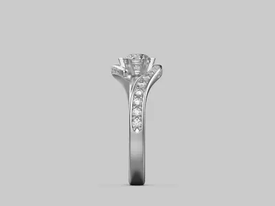 Twisted solitaire ring  in 2 styles and 20 sizes 3D print model