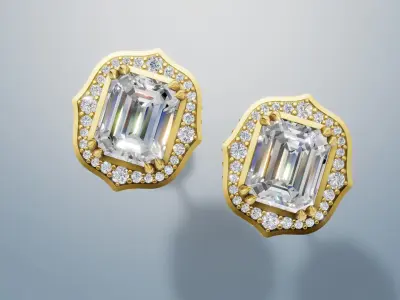 Diamond Earrings 3 D print model C 69 3D print model