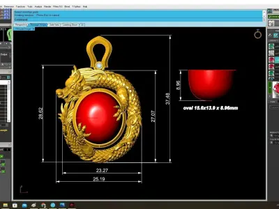 Luxury Dragon Oval Gemstone Pendant Jewelry 3D Model 3878 3D print model