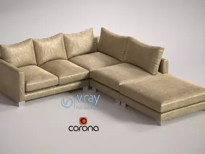 Sofa Zara Corner unit small  left hand facing stool extra deep 3D model
