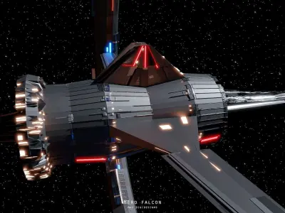 Nero Falcon SpaceShip Low-poly 3D model