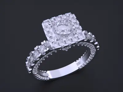 Solitaire Halo Diamond Ring 3D print model