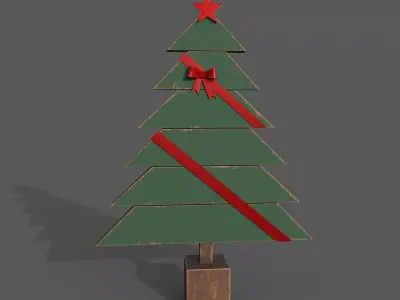 Christmas Tree Decor with bow Low-poly 3D model