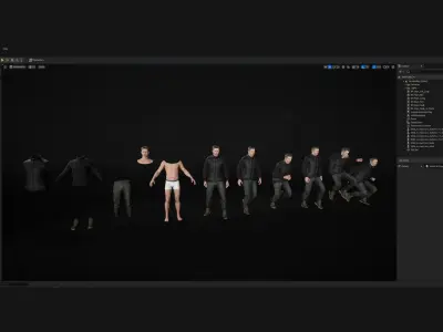 Man - Autumn Outfit 11 - Modular - Rigged Low-poly 3D model