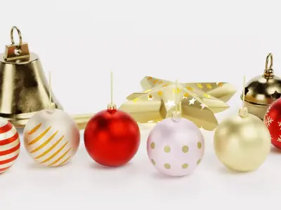 Christmas Ornament Collection - Decorative Set Low-poly 3D model