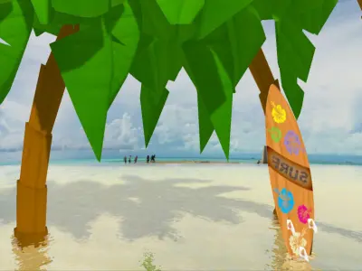 SurfBoard wooden Low-poly 3D model