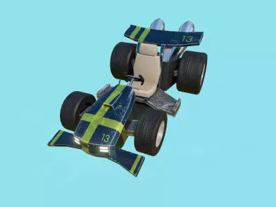 Kart Vehicle 05 - Racing Car - Blue Yellow Low-poly 3D model