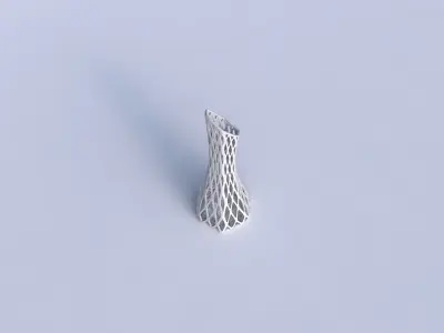 Vase squeezed and bent hexagon with diagonal grid lattice 3D print model