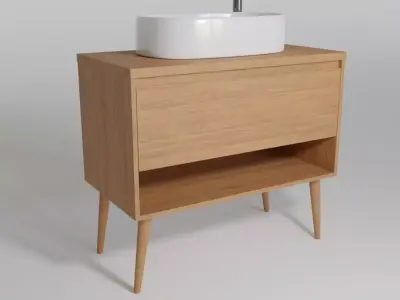 Bathroom cabinet with sink and faucet 3D model