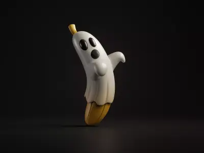 Banana Ghost Figurine Cute Halloween Decor Spooky Ghost 3D print model