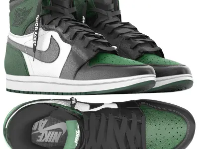 air jordan 1 retro high pine green 3D model