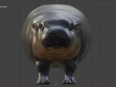 Baby Hippo Moo Deng Low poly Cute Zoo Animal  Low-poly 3D model