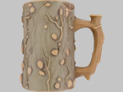 Stylized Wooden Mug Low-poly 3D model