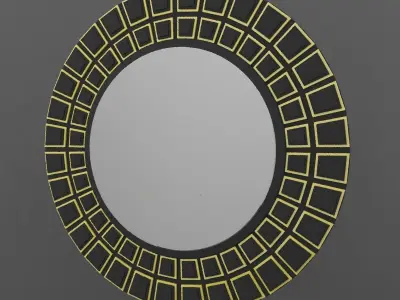 Mirror round gold Free 3D model