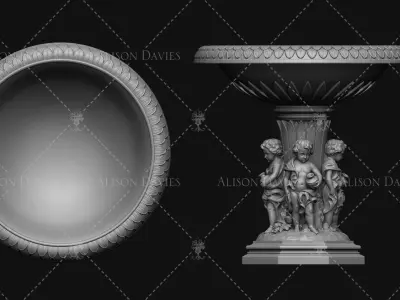 Cherub Fountain or Birdbath vase 3d printable OBJ  3D print model