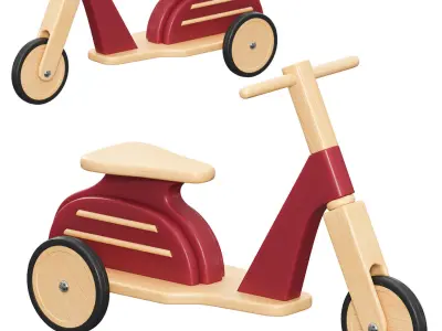 scooter toy wooden tricycle 3D model