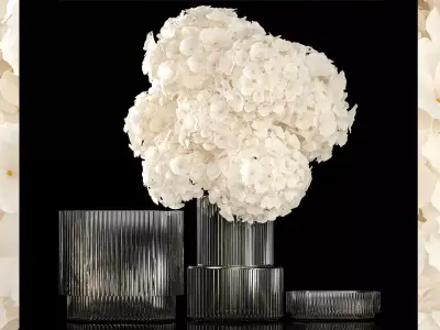 Solemn bouquet of white hydrangea flowers in a vase 367 3D model