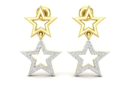 AV 634 Diamond Ladies Star Shape Dangling Drop Earrings 3D print model