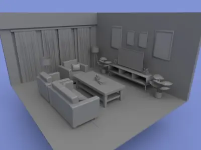 Living room 3d model Low-poly 3D model purchase