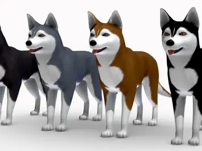Husky dog Low-poly 3D model purchase