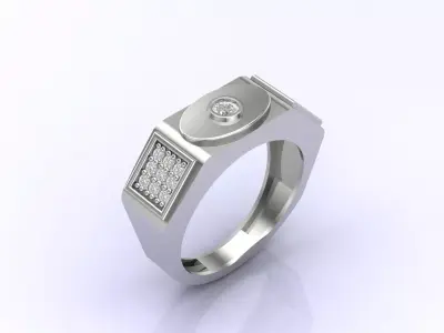 Print Ready STL 3DM  Gents Rings Diamond Men Ring  3D print model 138