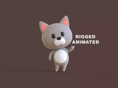 Little Funny Wolf Animated  Low-poly 3D model