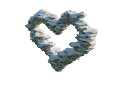 Ice and snow heart winter terrain for garden and lanscape 3D model