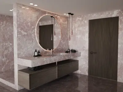 Luxury modern bathroom lavatory area Free 3D model