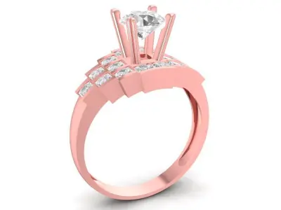 Luxury Round Diamond Engagement Ring for Women  1124 3D print model