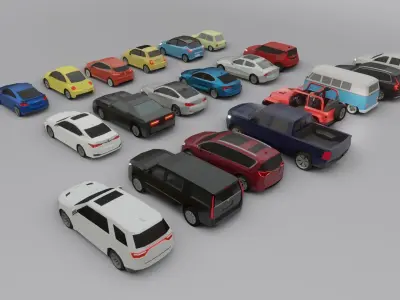 low-poly car pack - 20 cars Low-poly 3D model