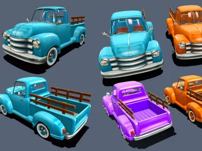 Pickup truck Low-poly 3D model by 3d-worker