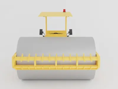 Road roller machine  isolated on white Low-poly 3D model
